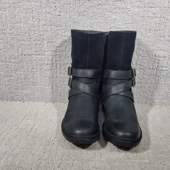 UGG Lorna Women's Size US 6 Black Suede Leather Ankle Biker Moto Boots 1095155 - Picture 8 of 11